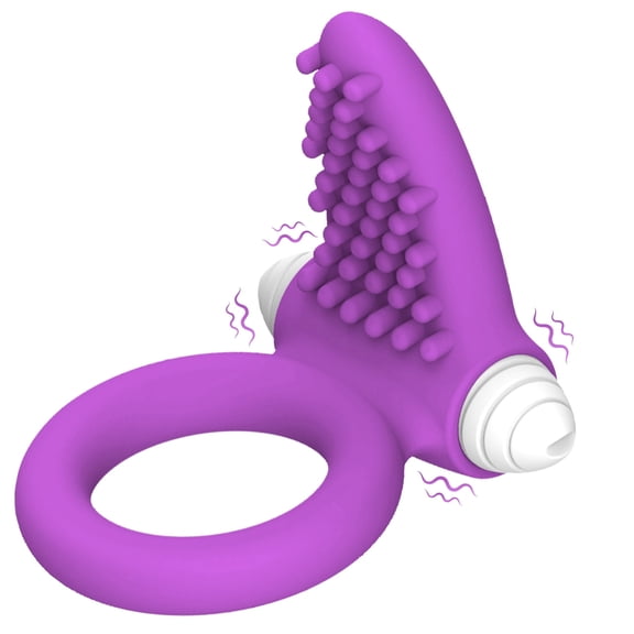 Rechargeable Vibrating Penis Ring,Silicone Male Penis Ring with MIni Vibrator,Adult Sex Toys for Men-Purple