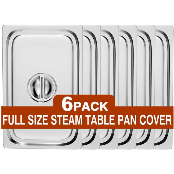 WantJoin Steam Table Hotel Pan Lids - 6 Pack Plain Cover for 1/1 Full Size Stainless Steel Metal Tray Sets Food Storage Container