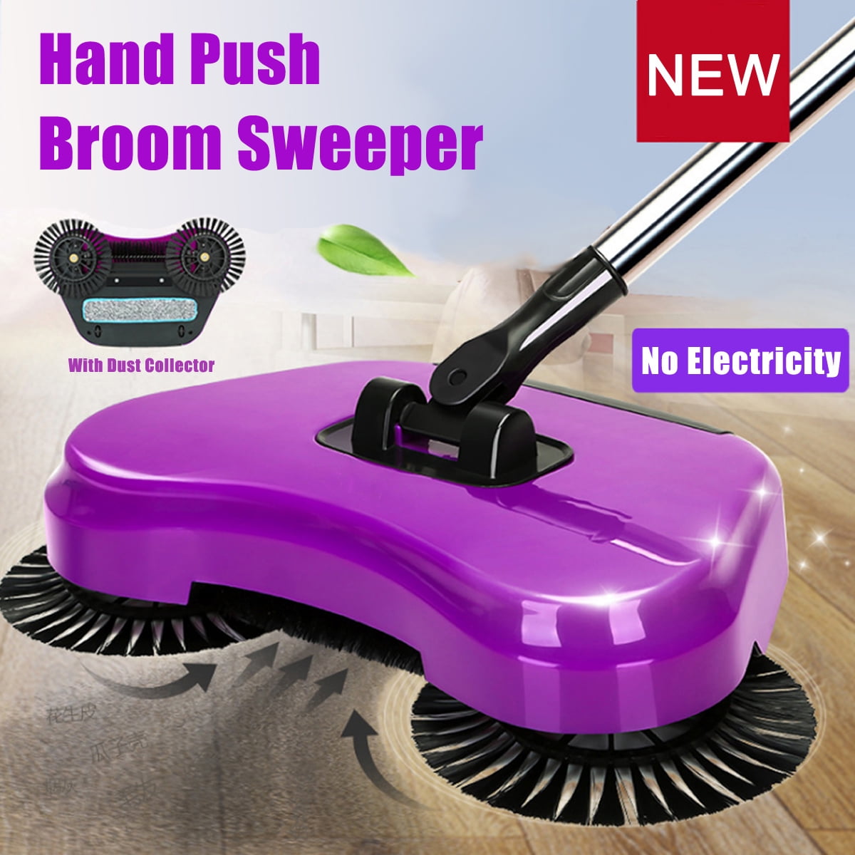360 Degree Rotating Household Hand Push Floor Sweeper Broom, Dustpan