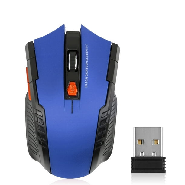 Ratón óptico inalámbrico de baja latencia y velocidad rápida con receptor USB, 6 botones, ordenador para juegos, ratón, PC de escritorio sin Juegos de teclado y mouse para computadora Azul