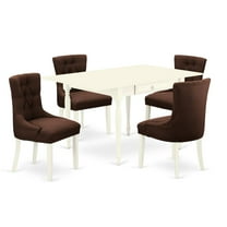 East West Furniture Monza 5Pcs Wood Dining Set in Linen White/Chocolate