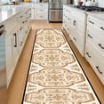 thumbnail image 3 of Beige Gold Octagonal Medallion Hallway Runner Rug, French Country Long Floor Mat, Non-Slip Washable Vintage Ornate Rug for Entryway Kitchen, 3 of 9