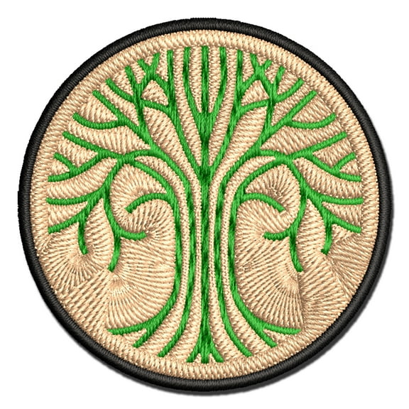 Geometric Lines Tree of Life Applique Multi-Color Embroidered Iron-On Patch - 2.5 Inch Small