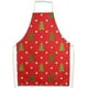 thumbnail image 1 of Delantal de cocina rojo de Navidad CHAO 1 pieza de lino cuello ajustable regalo decoración cocina fiesta, 1 of 5