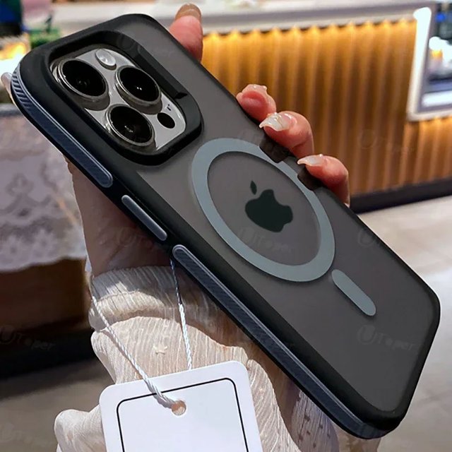Luxury Matte Frosted Bicolor Magnetic Phone Case For iPhone 16 15 14 13 12 Pro Max Plus Translucent Wireless Charge Hard Cover grey For iPhone 16 Plus