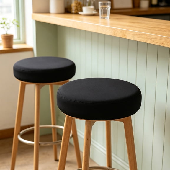 GETAJGHSD 4-Pack Black Stretchy Round Bar Stool Covers Elastic Washable Seat Protectors for Office and Home Chairs