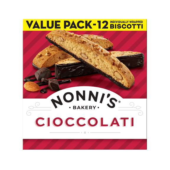 Nonni's Bakery, Cioccolati Almond Biscotti, Individually Wrapped, 10.32oz, 12ct Value Pack
