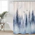 thumbnail image 5 of Mountain Peak Forest Shower Curtain, 36" x 72", Silhouette Tree Birds Waterproof Bathroom Curtain Washable Shower Curtain Set with 12 Hooks, 5 of 6