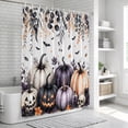 thumbnail image 6 of Halloween Pumpkins Bathroom Shower Curtains with 12 Hooks Waterproof Shower Curtain for Stalls and Bathtubs Fall Horror Scary Skull Eucalyptus Leaves Decorative Bathroom Curtain 36x78 Inches, 6 of 9