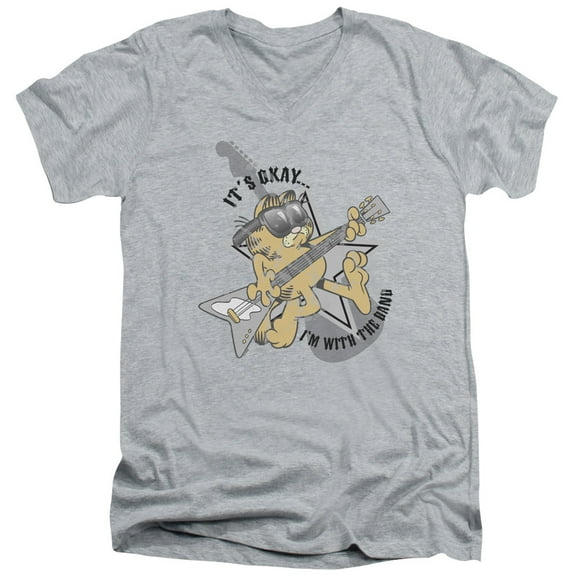 Garfield - Im With The Band - Slim Fit V Neck Shirt - Large