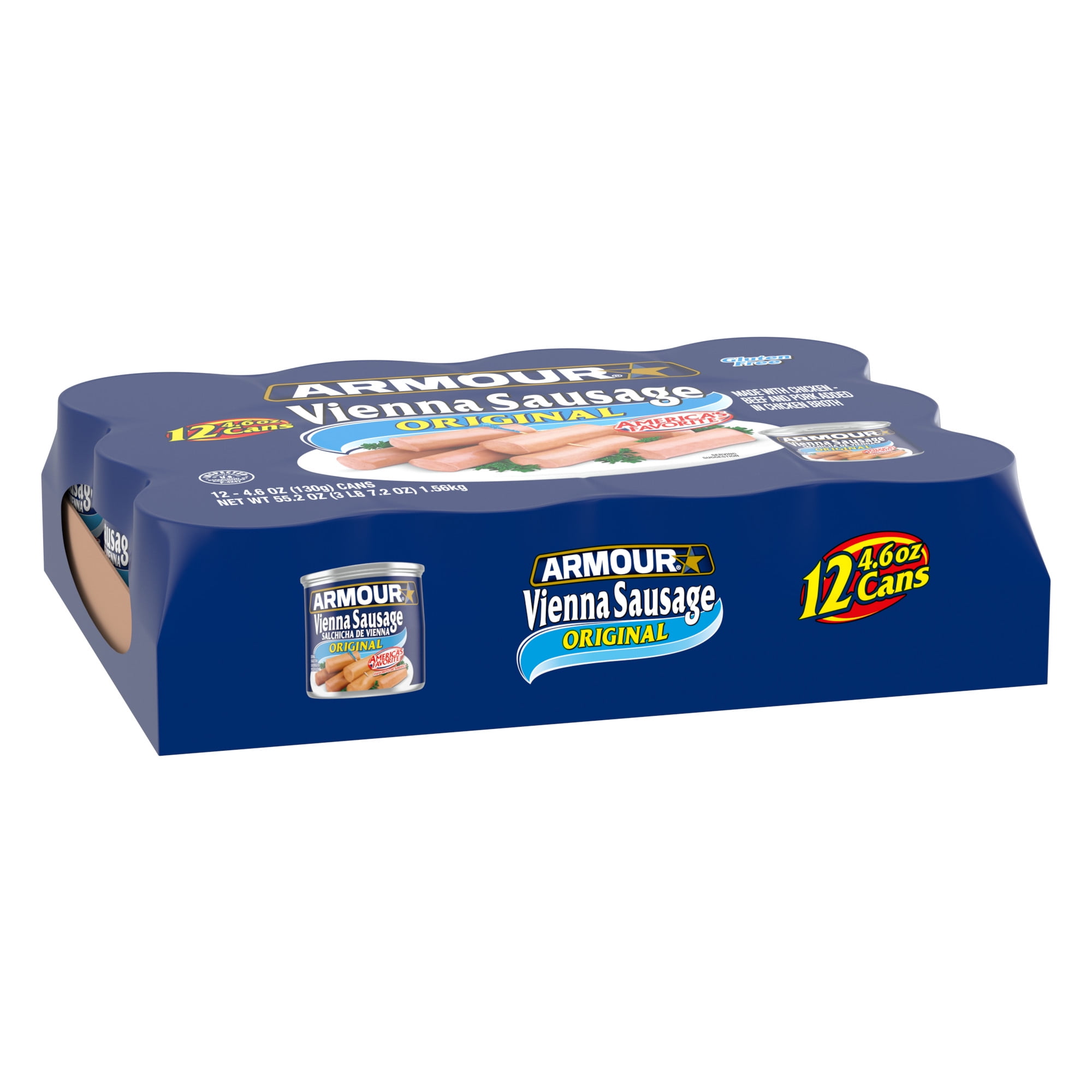 (3 pack) Armour Original Vienna Sausage, Original, 12g Protein Per Serving,  4.6 oz Can (Pack of 12)