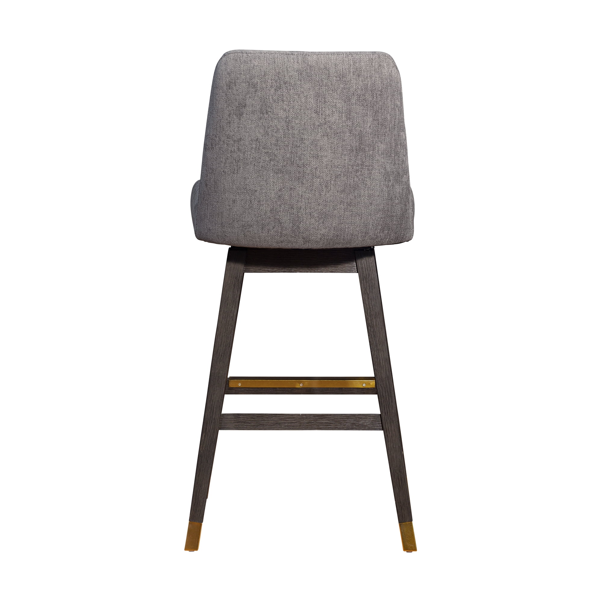 Amelia Swivel Bar Stool in Gray Oak Wood Finish with Mocha Fabric - Set of 3