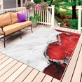 thumbnail image 4 of Outdoor Rug 3x5 ft Red Marble Outdoor Large Area Rug Non Slip Rubber White Modern Abstract Art Luxury Fluid Front Door Mat RV Rug Carpet Patio Outdoor Rugs for Backyard Balcony Deck Porch Indoor, 4 of 9