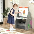 thumbnail image 4 of Costway Kids Table & Chair Set with Rotatable Double-sided Magnetic Blackboard & Whiteboard Grey, 4 of 10