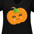 thumbnail image 4 of Inktastic Smiling Pumpkin, Halloween, Orange Pumpkin Women's Plus Size V-Neck T-Shirt, 4 of 5