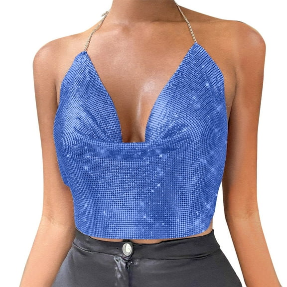 DuoJiaJ Women Chain Clothes Beading Tassel Sleeveless Backless Crop Top Club Vintage Tank Tops Women’s Tank Tops