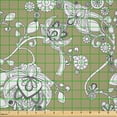 thumbnail image 2 of Ambesonne Flower Fabric by the Yard Microfiber, Doodle Style Spring Bloom, 2 Yards, Sepia Black and White, 2 of 4