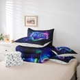 thumbnail image 6 of Homewish Modern Video Game 7 Pieces Bedding Comforter Set,Watercolor Gamepad Controller Full Bedding Set,Neon Blue Green Black Fitted Sheet Flat Sheet For Boy,Microfiber Room Decor Reversible, 6 of 8