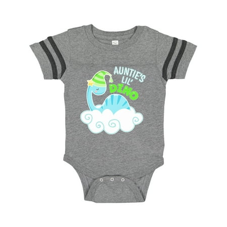 

Inktastic Auntie s Lil Dino with Cute Blue Baby Dinosaur Gift Baby Boy or Baby Girl Bodysuit