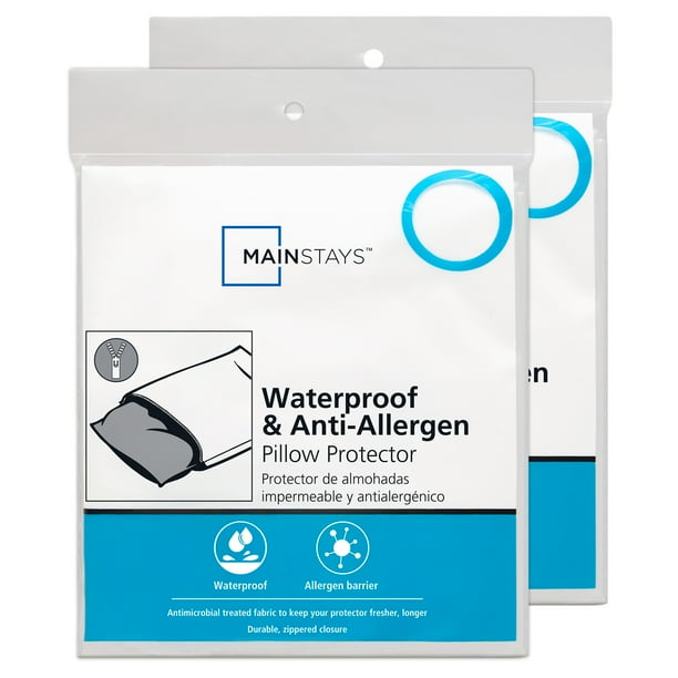 Mainstays Waterproof and AntiAllergen Pillow Protector, Standard/Queen