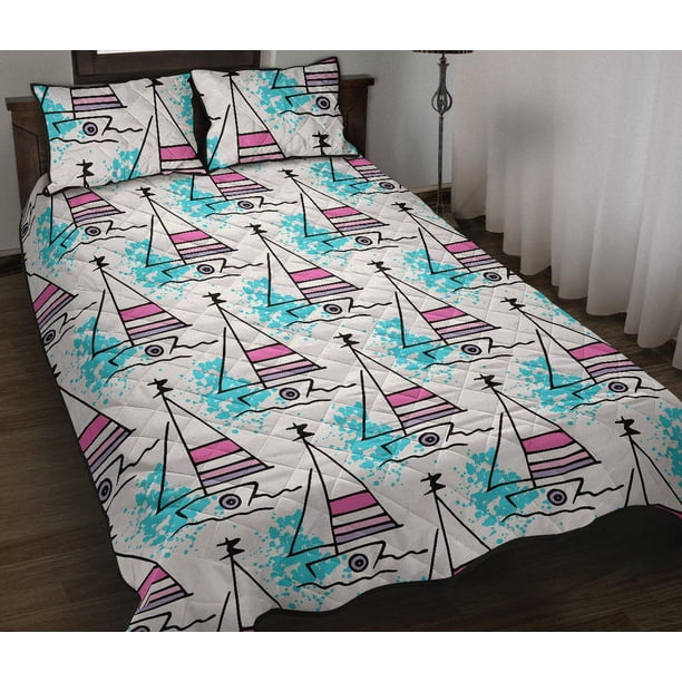 Juego de cama edredón con estampado de veleros
