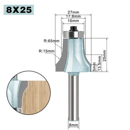 

Conical Arc Round Router Bit With Bearing For Edging Woodworking Milling Cutter