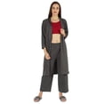 thumbnail image 1 of Inkmeso Womens 3 Pcs Nightwear Set Crop Tank Top Loose Pants & Front Open Shrug Sleepwear, 1 of 7
