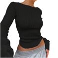 thumbnail image 1 of Blusa sexy de manga larga y cuello redondo para mujer, confeccionada en punto, corte cropped, estilo retro, prenda de vestir urbana, top tipo jersey., 1 of 7