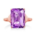 thumbnail image 2 of Gem Stone King 18K Rose Gold Plated Silver Purple Amethyst Ring for Women (7.20 Cttw, Emerald Cut Checkerboard 14X10MM, Gemstone February Birthstone, Available in Size 5, 6, 7, 8, 9), 2 of 4