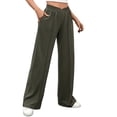 thumbnail image 1 of Wide Leg Dress Pants Women's High Elastic Waist Casual Pants Business Baggy Stretchy Comfy Fashion Slacks Navy Blue XXL, 1 of 4
