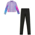 thumbnail image 4 of Alvivi Kids Girls 2 Pieces Figure Skating Gymnastics Tracksuit Long Sleeve Full Zip Jacket and Leggings Set Purple 16, 4 of 6