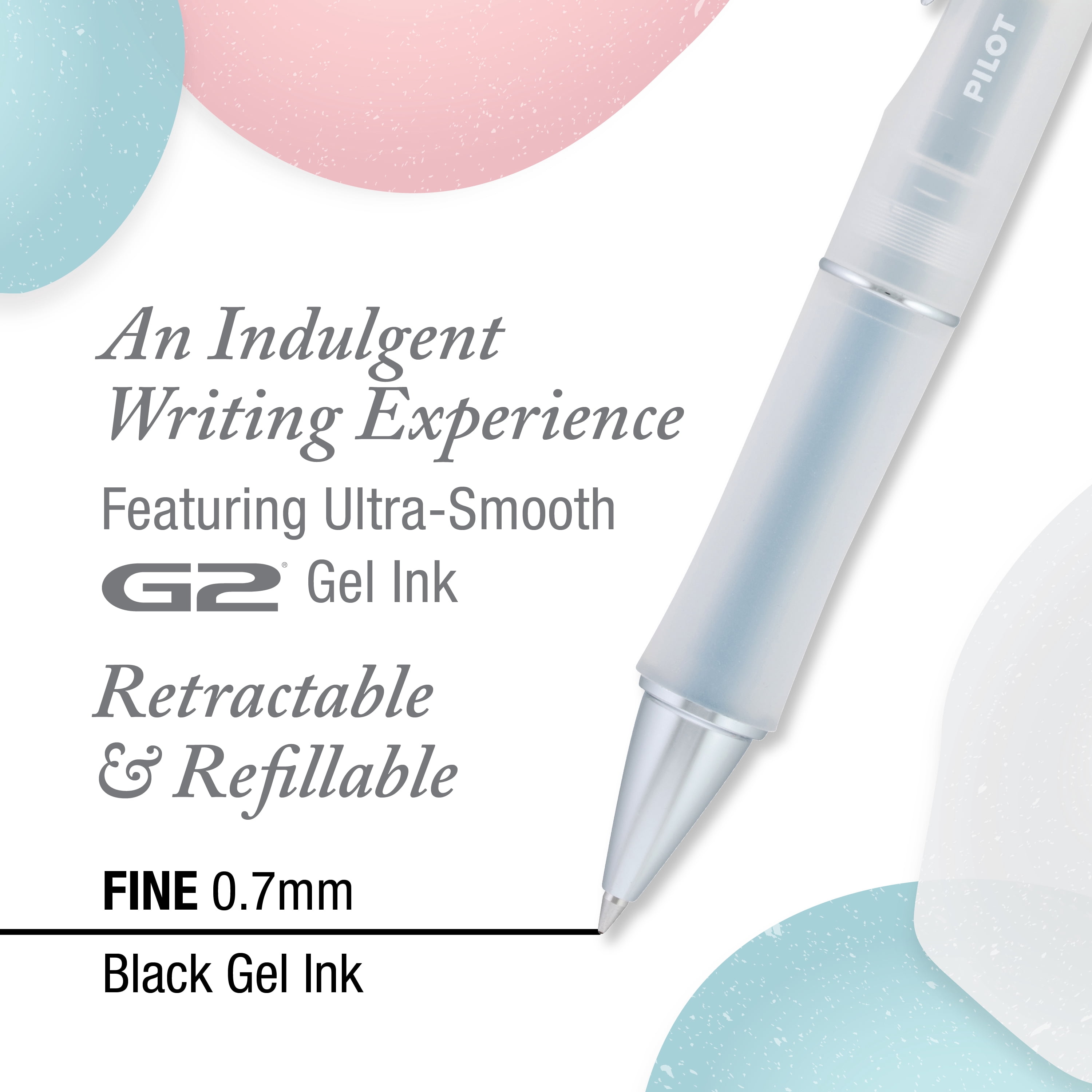 Pilot Dr. Grip Serenity Retractable Gel Ink Pen, White Barrel, Fine Point (0.7 mm) Black Ink 1 Pack
