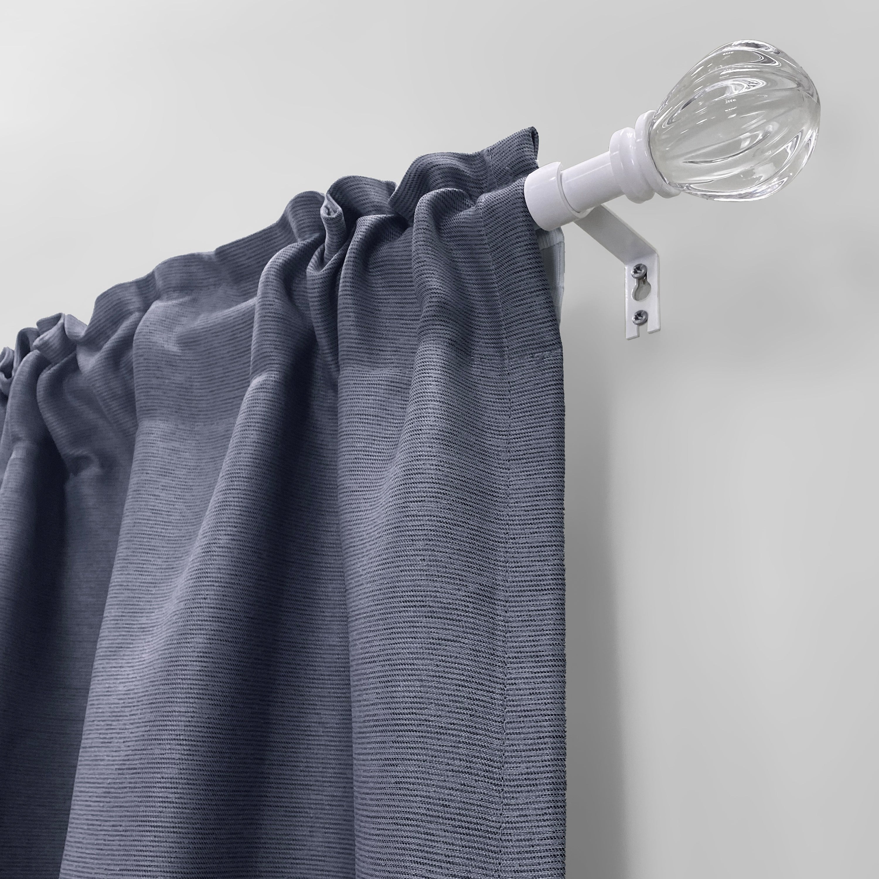 Lumi 5/8" Single Curtain Rod Set (3 Colors) -Acrylic Pumpkin finials 28"-48" - Silver