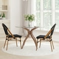 thumbnail image 2 of (3 pack) Emma + Oliver Set of Two Indoor/Outdoor Stacking Bistro Style Chairs with Black Textilene Seat and Bamboo Finished Metal Frame, 2 of 13