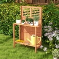 thumbnail image 2 of Costway Wood Potting Bench Waterproof Garden Table with 2-Tier Open Storage Shelf, 2 of 10