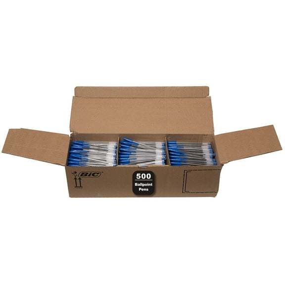 BIC Cristal Xtra Smooth Blue Ballpoint Pens, Medium Point 1.0mm, 500-Count Pack