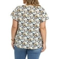 thumbnail image 3 of GRACE & GRANDEUR Women's Plus Size Easter Floral Printed Blouse Notch Neck Lace Trim Tops Ruffle Sleeve Summer Casual Top 1X Black, 3 of 6