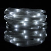 LED Rope Lights, Solar Powered, Light Sensor, Waterproof, Ideal for Backyards, Indoor/Outdoor Use, Decorative Lighting and Christmas Decor, Flashing or Steady, 17ft. - White.