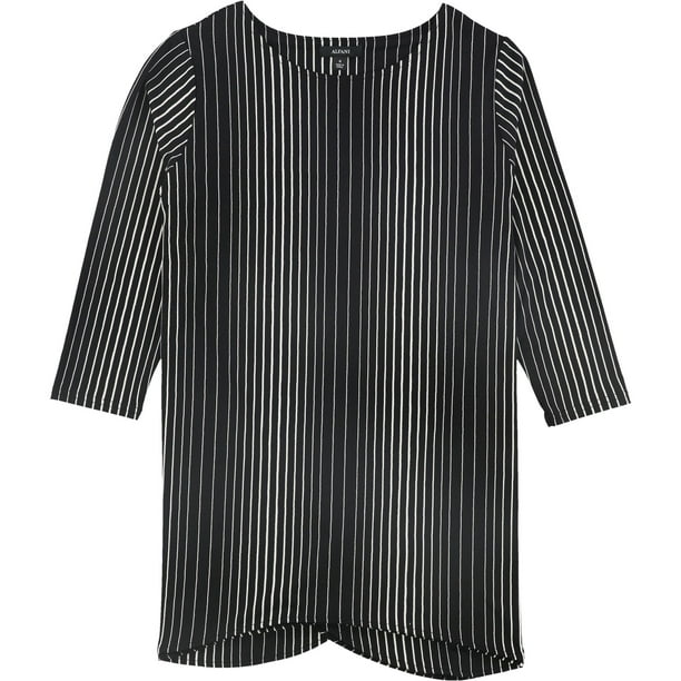 Alfani - Blusa de rayas para mujer, color negro, pequeña