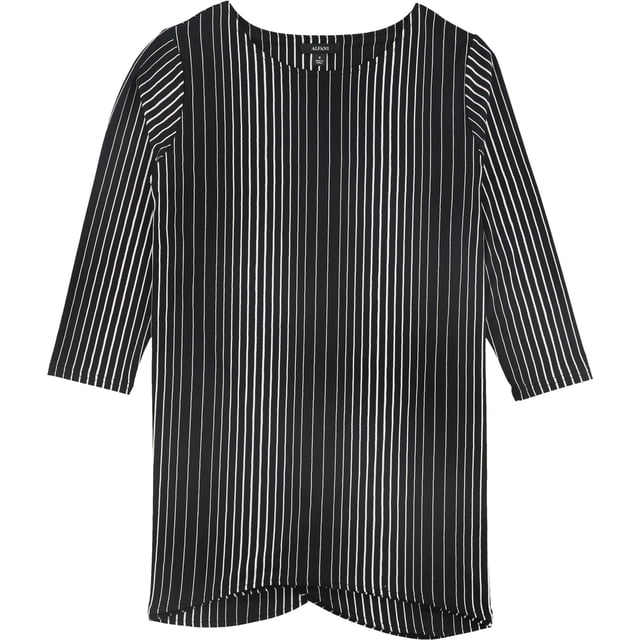 Alfani - Blusa de rayas para mujer, color negro, pequeña