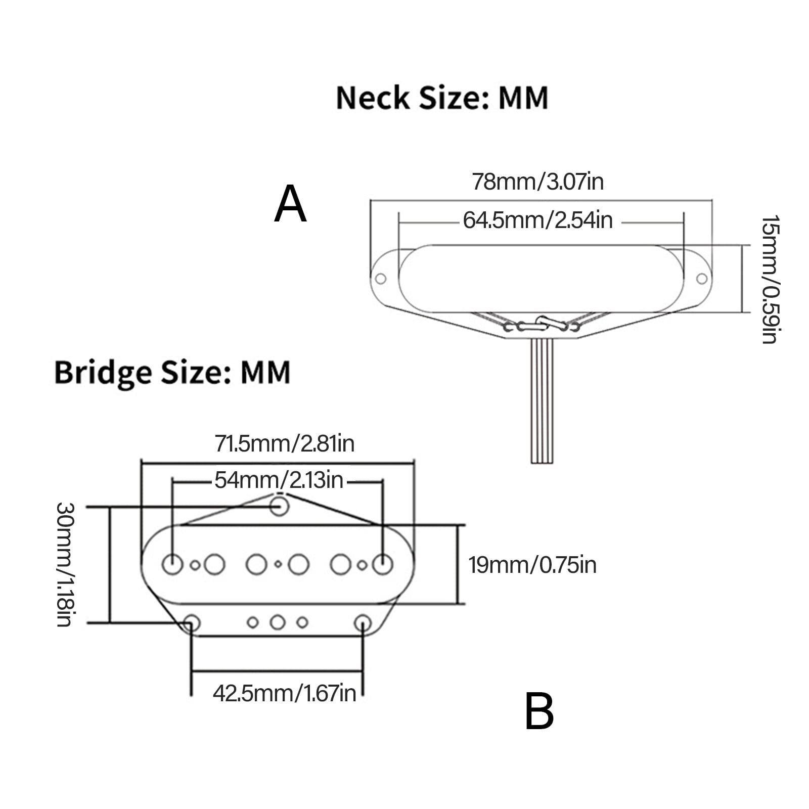 Electric Guitar Pickup Humbucker Size Single Coil Pickup Guitar Part Accessory for Studio Recording Live Performances