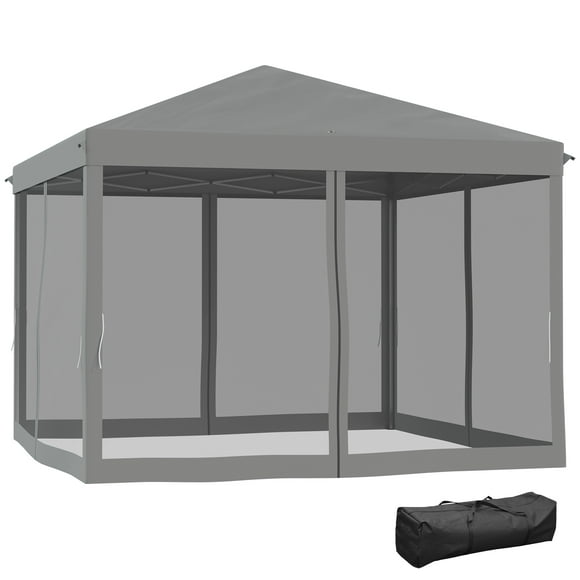 Outsunny 10' x 10' Pop Up Canopy Tent Gazebo with Removable Mesh Sidewall