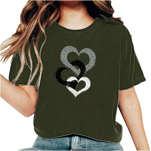 Chemises pour Femmes, Shorts pour Femmes, T-Shirt à Manches Courtes Imprimé Col Rond Décontracté Ample, Chemises à Manches Courtes pour Femmes, Chemises à Manches Courtes pour Femmes
