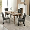 thumbnail image 4 of KCC Faux Leather Dining Chairs Set of 4, Upholstered High-end Tufted Dining Room Chair with Nailhead Back Ring Pull Trim Solid Wood Legs, Contemporary Nikki Collection Modern Style for Kitchen, Gray, 4 of 9