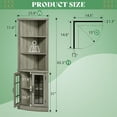 thumbnail image 4 of LUXOAK Curved Corner Storage Cabinet, 65" Bookcase with Doors, Washed Grey, 4 of 7
