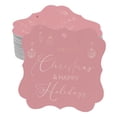 thumbnail image 1 of Inkdotpot Real Rose Gold Foil Merry Christmas & Happy Text Tags Favor Bracket Shape Hang Pack Of 100 Paper Tags, 1 of 7