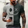 thumbnail image 2 of Men's Halloween Patchwork Skull Graphic T-Shirt Crew Neck Short Sleeve Casual Streetwear Top, 2 of 6
