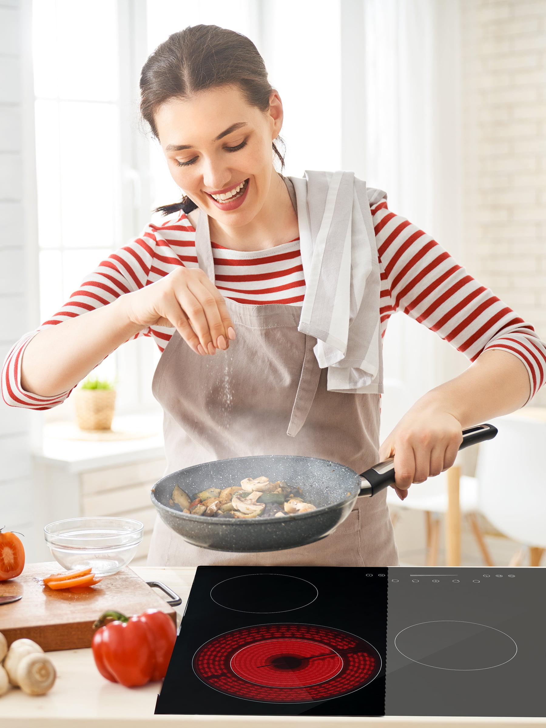 36-in 5 Elements Smooth Surface (Radiant) Black Electric Cooktop Including Dual-Ring Element and Keep Warm Element
