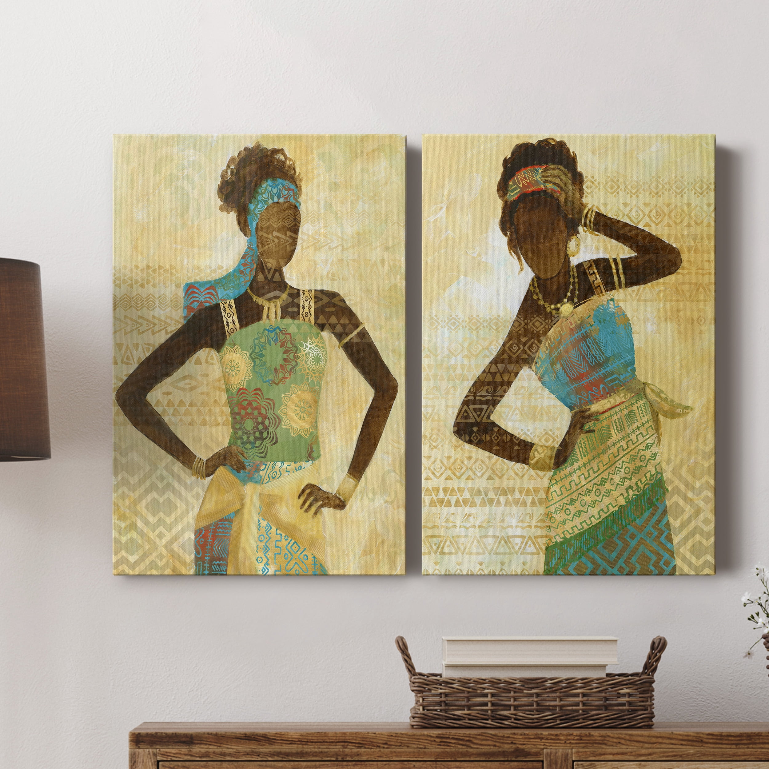 Tribal Vision I Premium Gallery Wrapped Canvas - Ready to Hang - Set of 2 - 18 x 27 Each