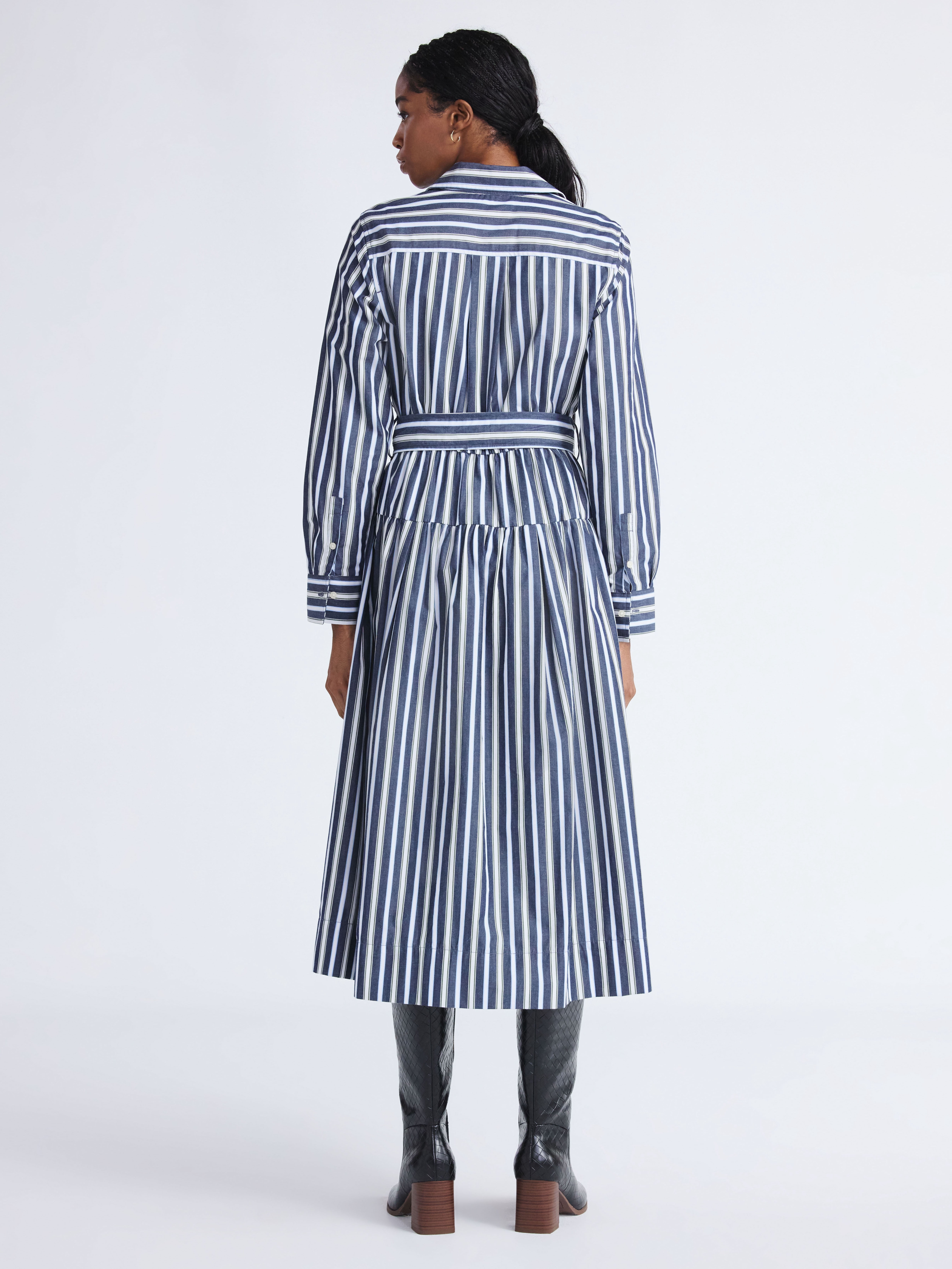 Free Assembly Women's and Women’s Plus Belted Cotton Maxi Shirtdress with Long Sleeves, Sizes XS-4X